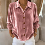 Miss | Blouse Dames Oversized Knoopsluiting - Fluweel