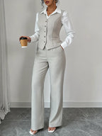 Miss | Tweedelige Set Dames Gilet & Wijde Broek – Co-ord Set