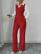 Miss | Tweedelige Set Dames Gilet & Wijde Broek – Co-ord Set