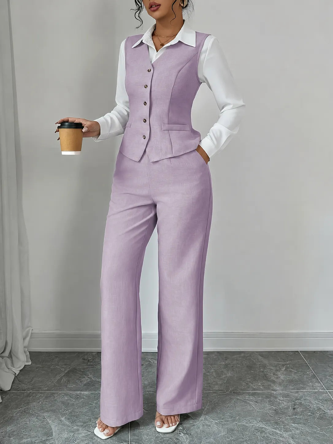 Miss | Tweedelige Set Dames Gilet & Wijde Broek – Co-ord Set