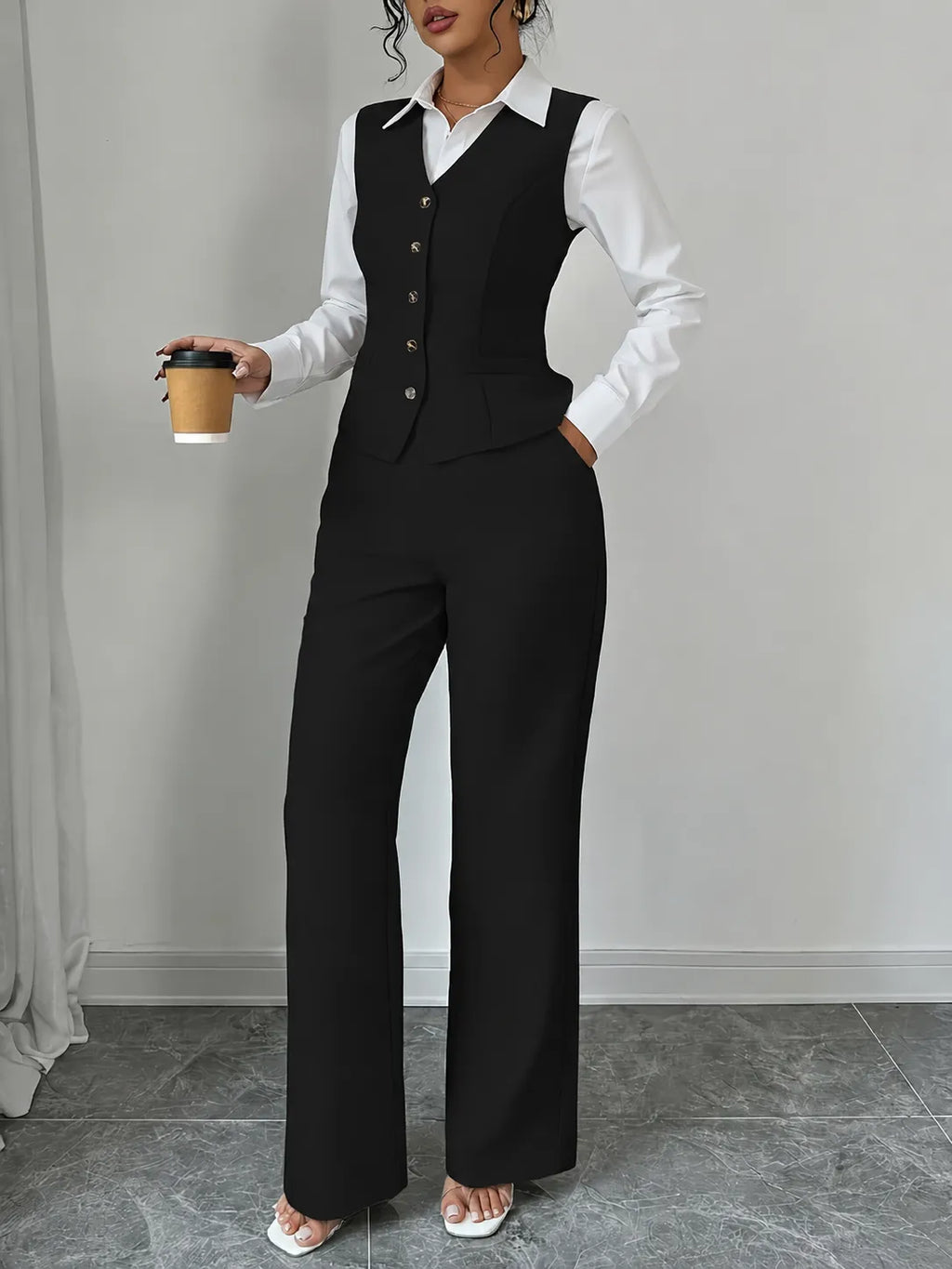 Miss | Tweedelige Set Dames Gilet & Wijde Broek – Co-ord Set