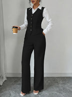 Miss | Tweedelige Set Dames Gilet & Wijde Broek – Co-ord Set