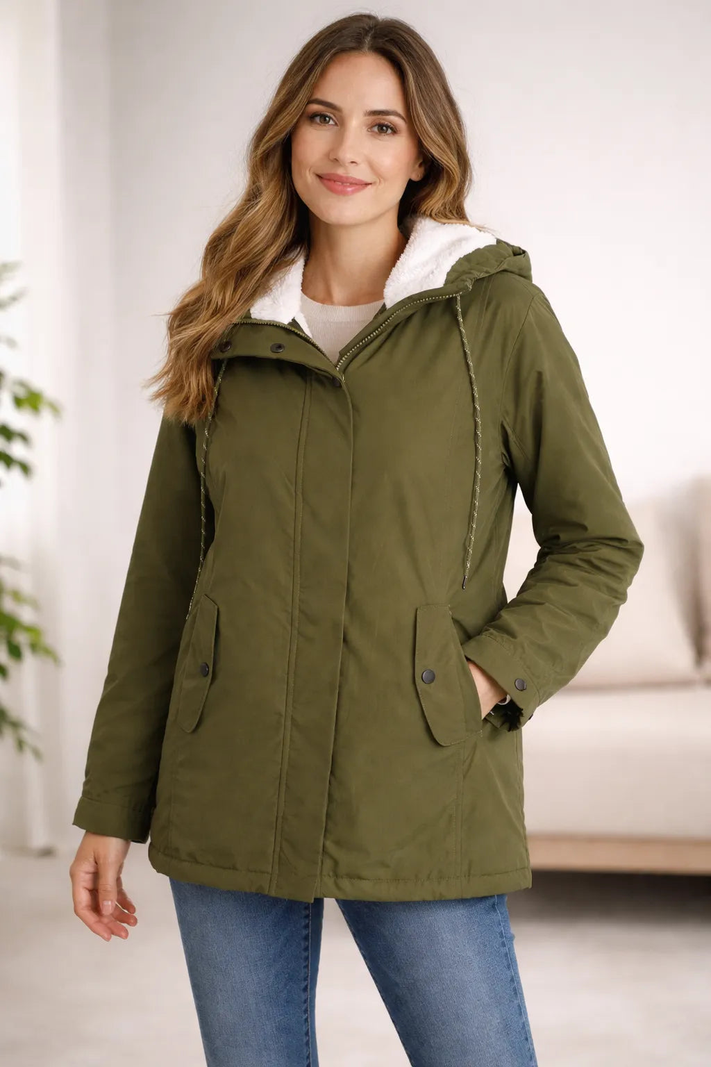 Trui Dames Gewatteerde Winterjas met Capuchon - Polyester