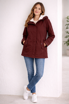 Trui Dames Gewatteerde Winterjas met Capuchon - Polyester - Rood