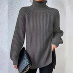 Miss | Trui Dames Coltrui Chunky Rib Longline Zijsplit