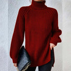 Miss | Trui Dames Coltrui Chunky Rib Longline Zijsplit