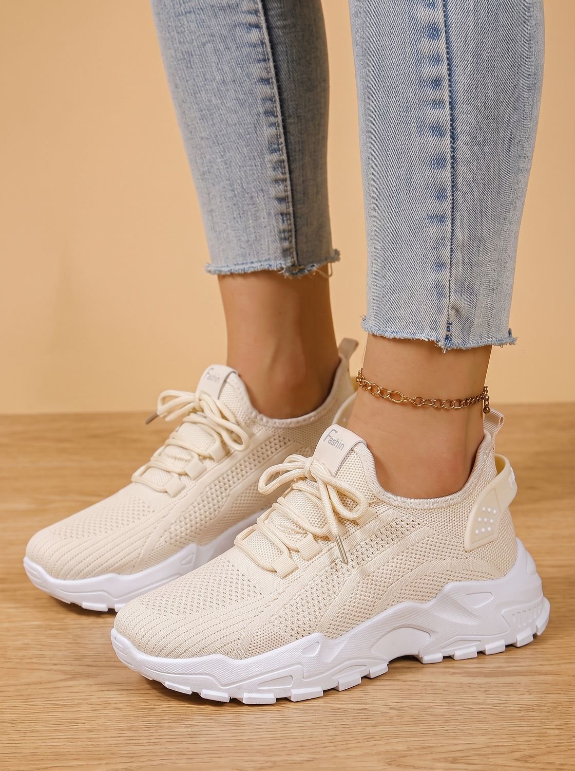 Miss | Sneakers Dames Chunky Zool Vetersluiting Mesh Bovenwerk