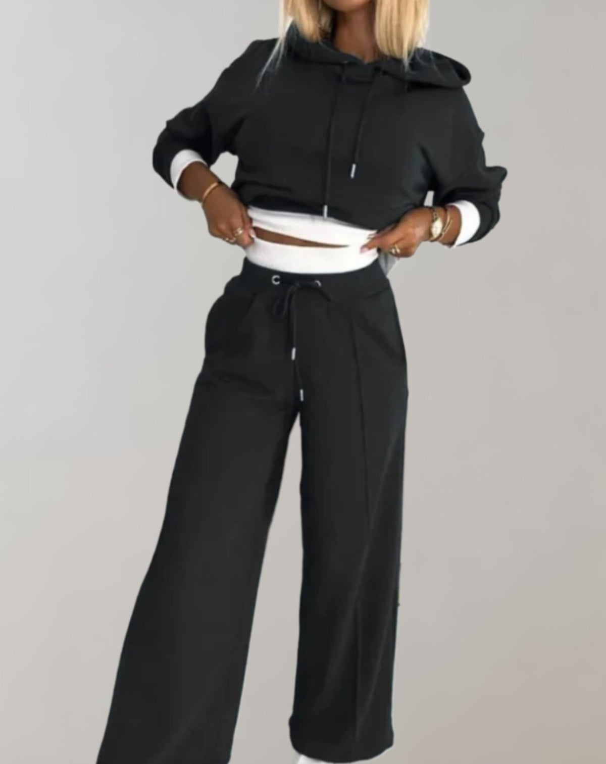 Miss | Joggingspak Dames Cropped Hoodie Wijde Broek