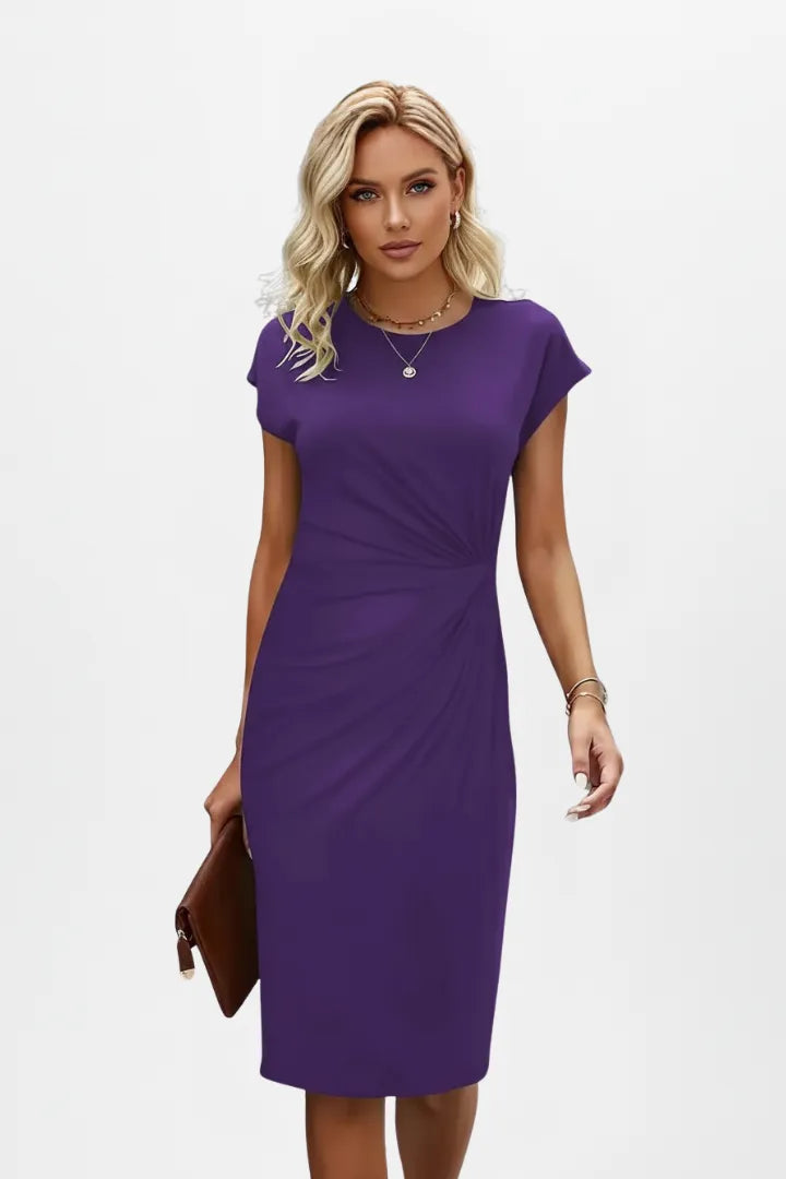 Miss | Jurk Dames Kniehoogte Gesmockte Taille Cap Mouwen