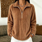 Miss | Hoodie Dames Halve Rits Geribbeld Heuplang Relaxed Fit