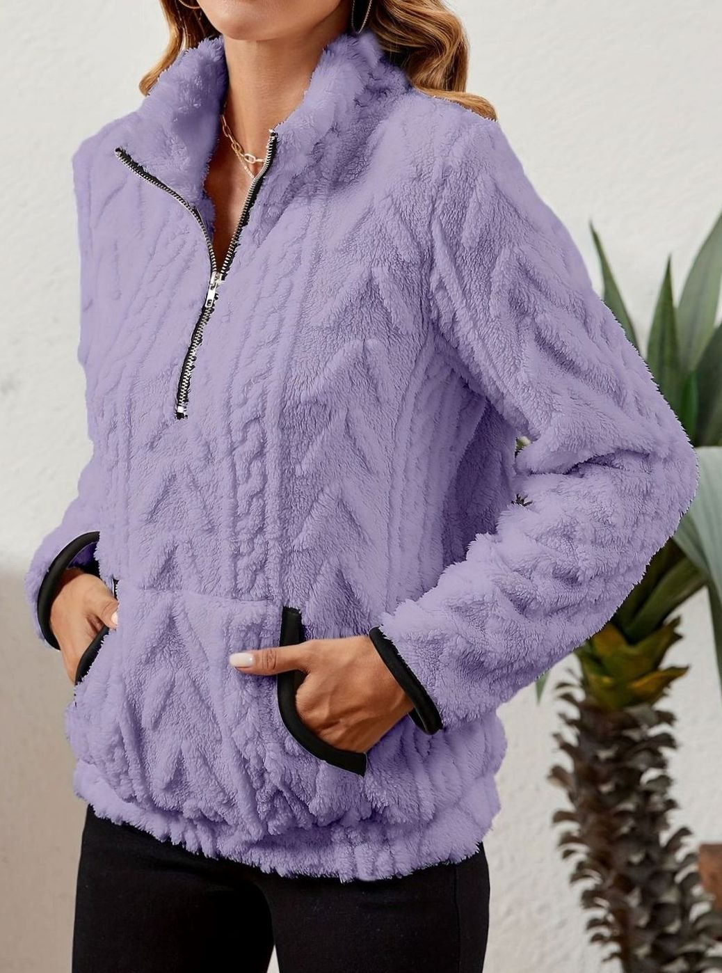 Miss | Trui Dames Halfzip Relaxed Heuplang - Fleece