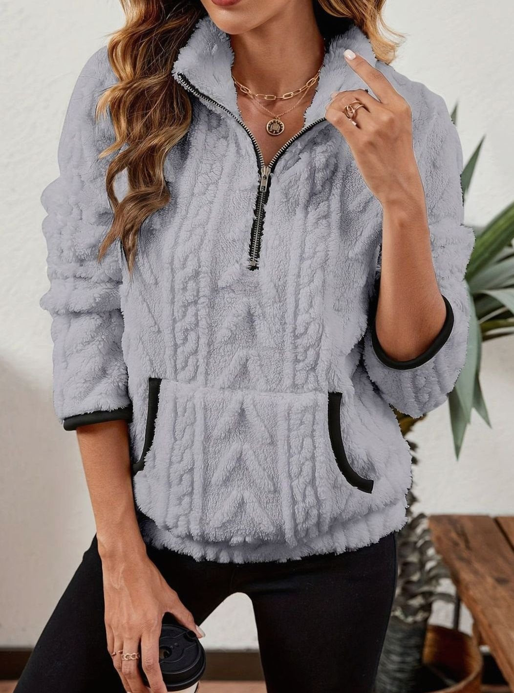 Miss | Trui Dames Halfzip Relaxed Heuplang - Fleece