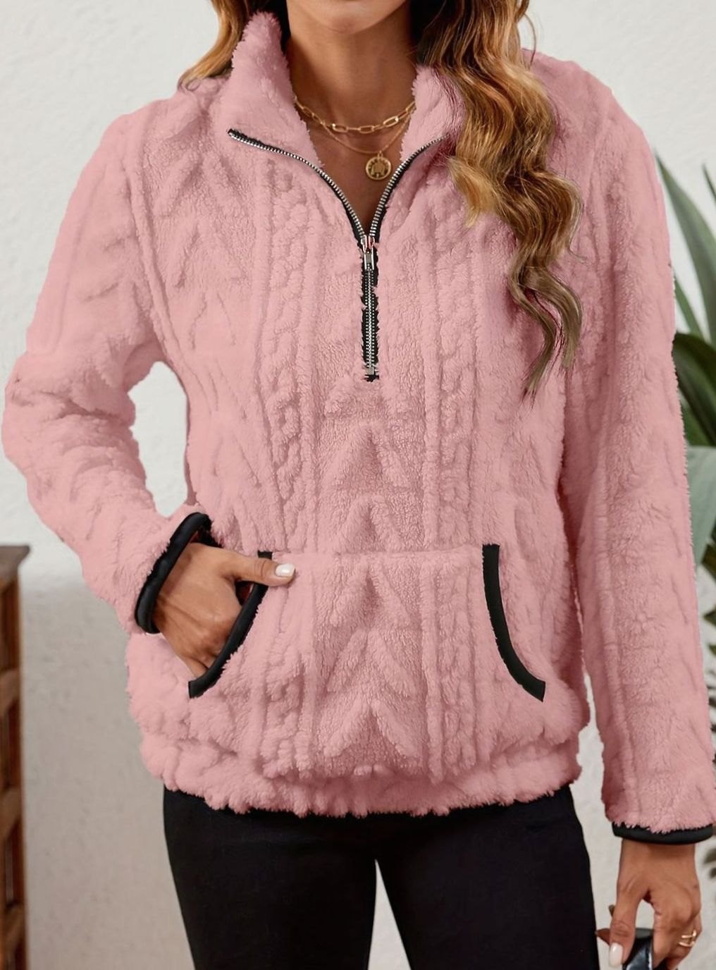 Miss | Trui Dames Halfzip Relaxed Heuplang - Fleece