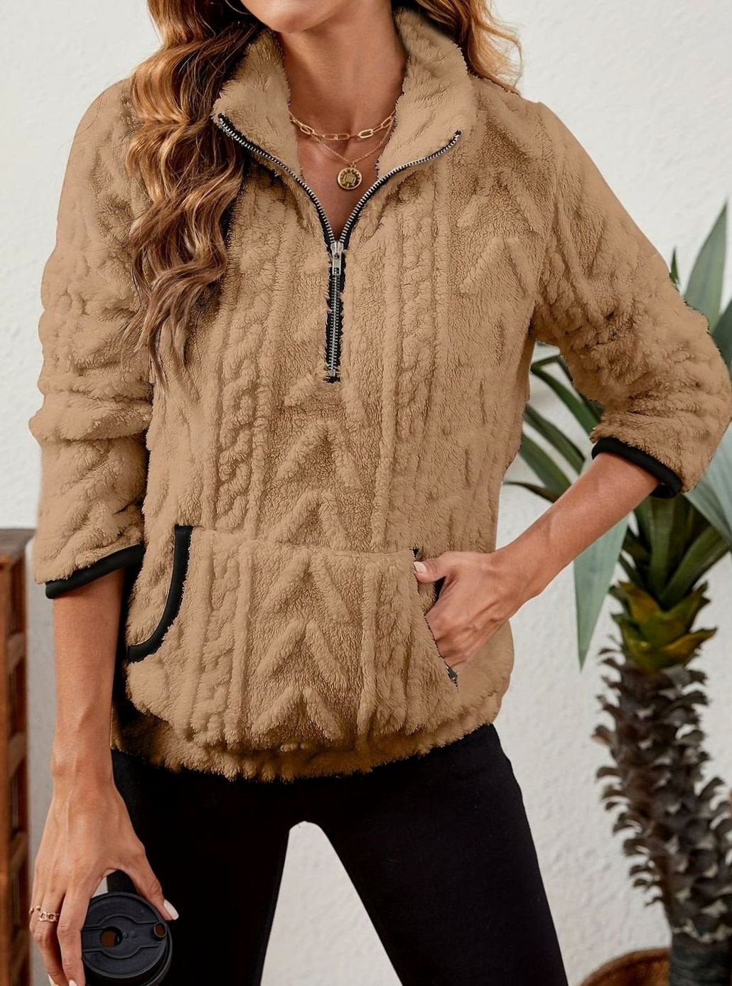 Miss | Trui Dames Halfzip Relaxed Heuplang - Fleece