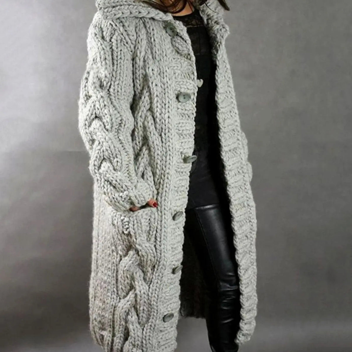 Miss | Vest Dames Oversized Capuchon Maxi - Kabelbreisel