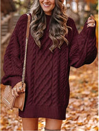 Miss | Jurk Dames Oversized Pofmouwen Mini - Kabelbreisel
