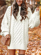 Miss | Jurk Dames Oversized Pofmouwen Mini - Kabelbreisel
