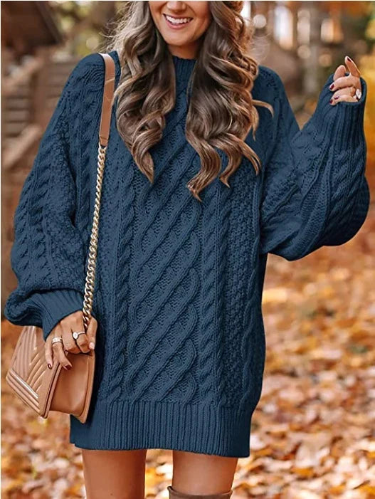 Miss | Jurk Dames Oversized Pofmouwen Mini - Kabelbreisel