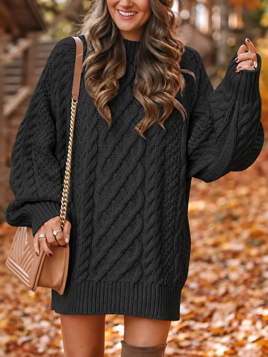 Miss | Jurk Dames Oversized Pofmouwen Mini - Kabelbreisel