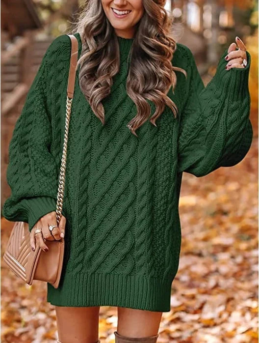 Miss | Jurk Dames Oversized Pofmouwen Mini - Kabelbreisel