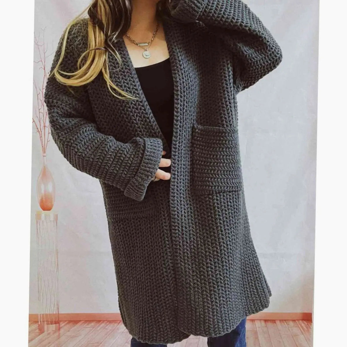 Miss | Vest Dames Oversized Grofgebreid met Zakken