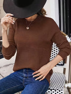Miss | Trui Dames Oversized Ronde Hals Zijslits - Ribgebreid