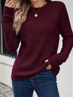 Miss | Trui Dames Oversized Ronde Hals Zijslits - Ribgebreid