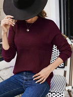 Miss | Trui Dames Oversized Ronde Hals Zijslits - Ribgebreid