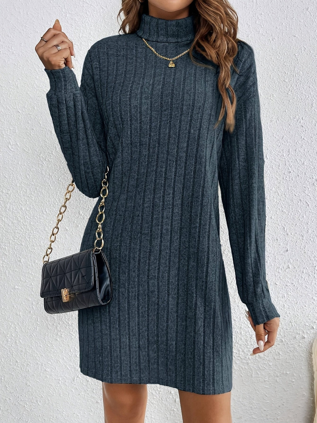 Miss | Jurk Dames Coltrui Bodycon Mini Lange Mouw