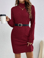 Miss | Jurk Dames Coltrui Bodycon Mini Lange Mouw
