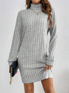 Miss | Jurk Dames Coltrui Bodycon Mini Lange Mouw