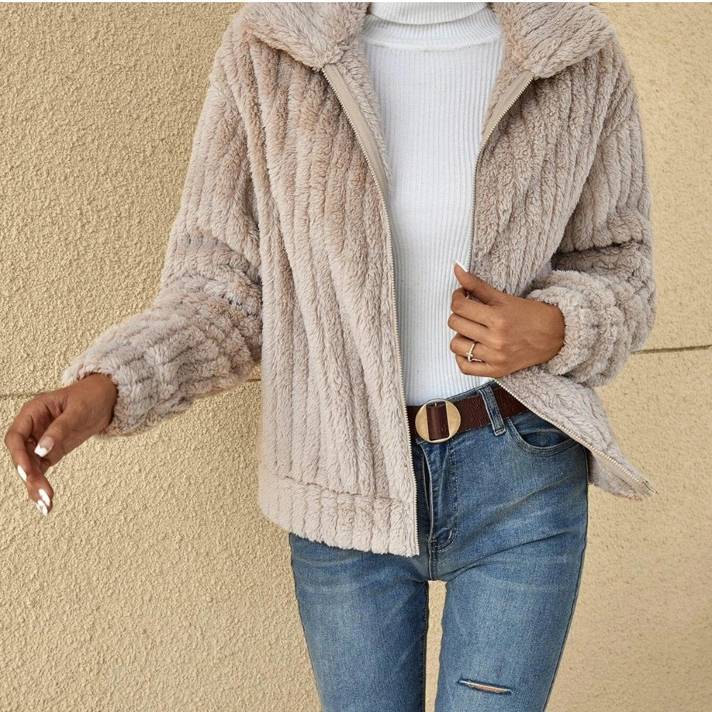 Miss | Jas Dames Cropped Brede Kraag - Teddy Fleece