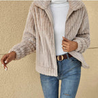 Miss | Jas Dames Cropped Brede Kraag - Teddy Fleece
