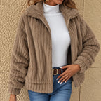 Miss | Jas Dames Cropped Brede Kraag - Teddy Fleece