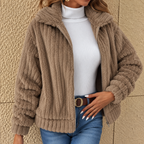 Miss | Jas Dames Geribbeld Brede Kraag Cropped Relaxed Fit