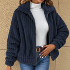 Miss | Jas Dames Cropped Brede Kraag - Teddy Fleece