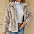 Miss | Jas Dames Cropped Brede Kraag - Teddy Fleece