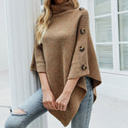 Miss | Trui Dames Coltrui Poncho Knoop Detail - Gebreid