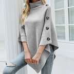 Miss | Trui Dames Coltrui Poncho Knoop Detail - Gebreid