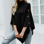 Miss | Trui Dames Coltrui Poncho Knoop Detail - Gebreid