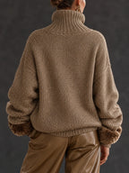 Miss | Trui Dames Oversized Half-Zip Bontmouwen - Grofgebreid