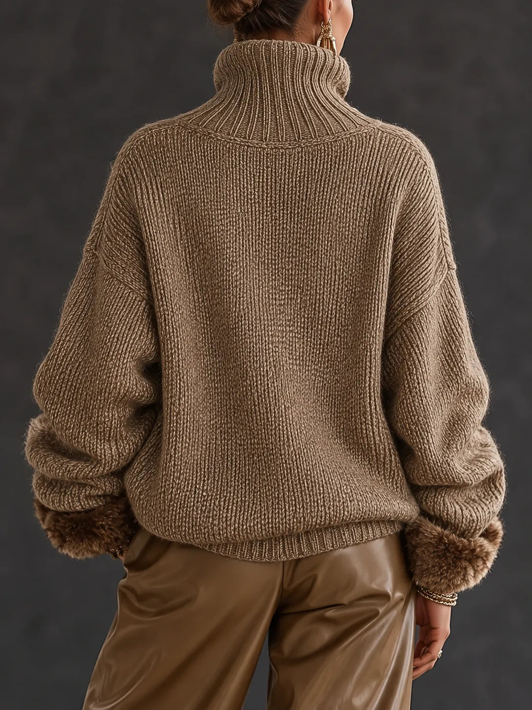 Miss | Trui Dames Oversized Half-Zip Bontmouwen - Grofgebreid