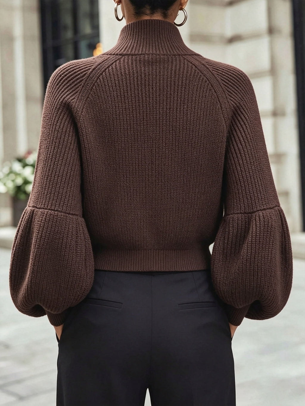 Miss | Vest Dames Cropped Pofmouwen Staande Kraag Rits