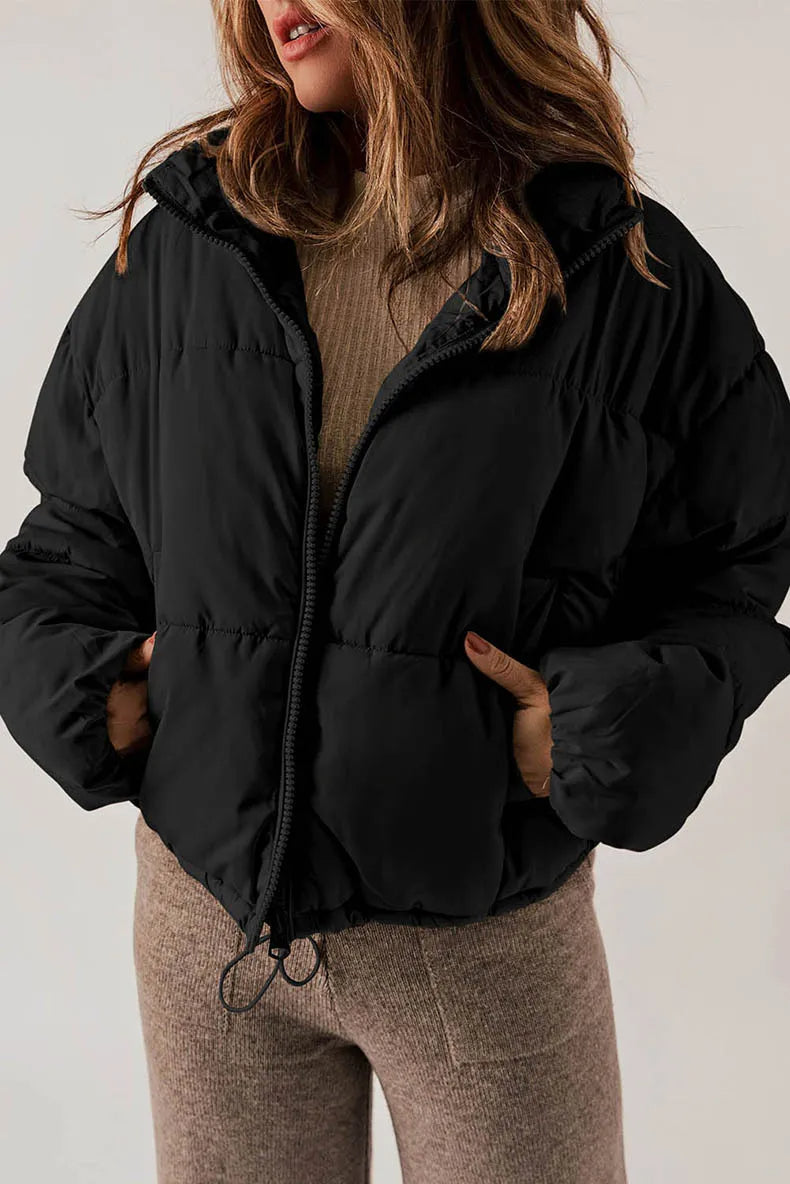 Miss | Jas Dames Gewatteerd Cropped Oversized Staande Kraag