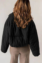 Miss | Jas Dames Gewatteerd Cropped Oversized Staande Kraag