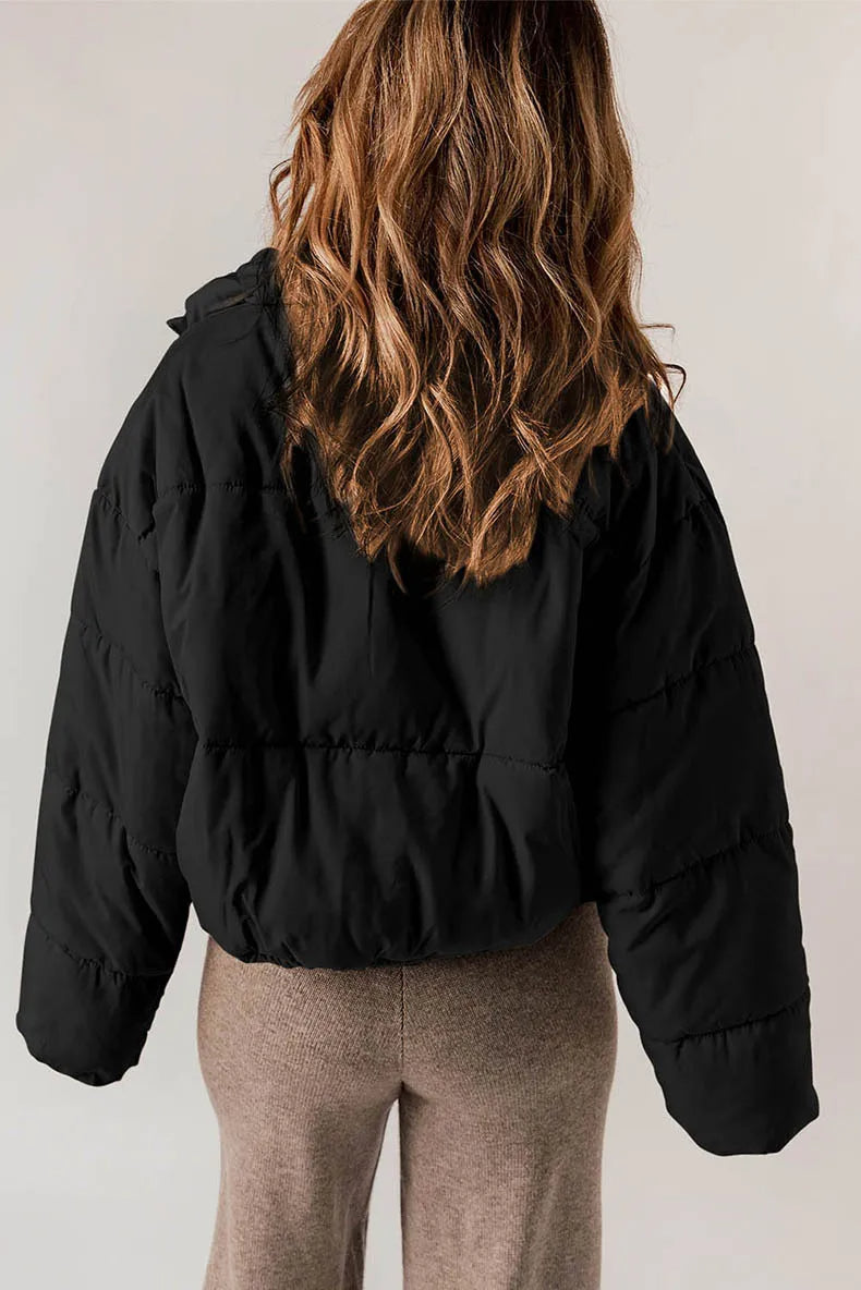 Miss | Jas Dames Gewatteerd Cropped Oversized Staande Kraag