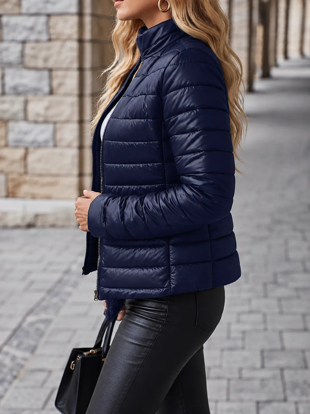 Miss | Jas Dames Gewatteerd Cropped Teddy Fleece Gevoerd - Polyester