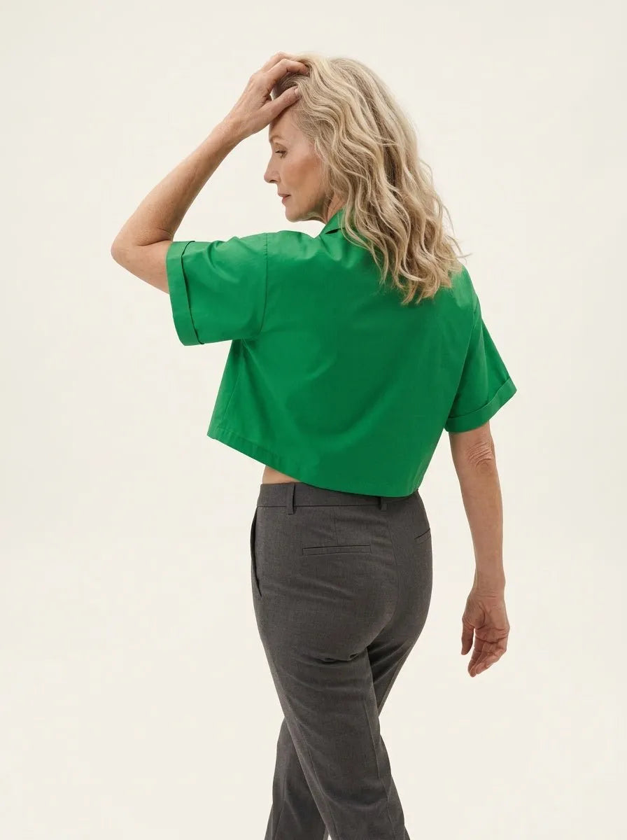 Cropped Shirt Gedraaide knoopdetail - Miss Madera MIS-5B6910