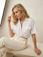Cropped Shirt Gedraaide knoopdetail - Miss Madera MIS-5B6910