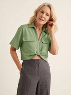Cropped Shirt Gedraaide knoopdetail - Miss Madera MIS-6C1753